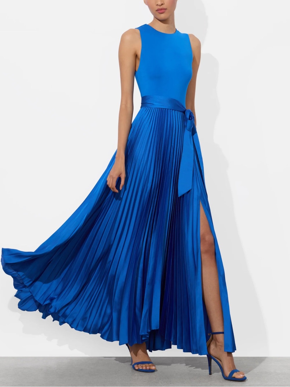 ALICE & OLIVIA Gorgeous Colbalt Blue Acordian Swing Maxi Dress Sz 2 NWT $600!!